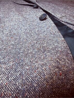 Moores Donegal Tweed Silk Wool Jacket Mens 50R Grey Blazer Flecks Sport Coat Vtg
